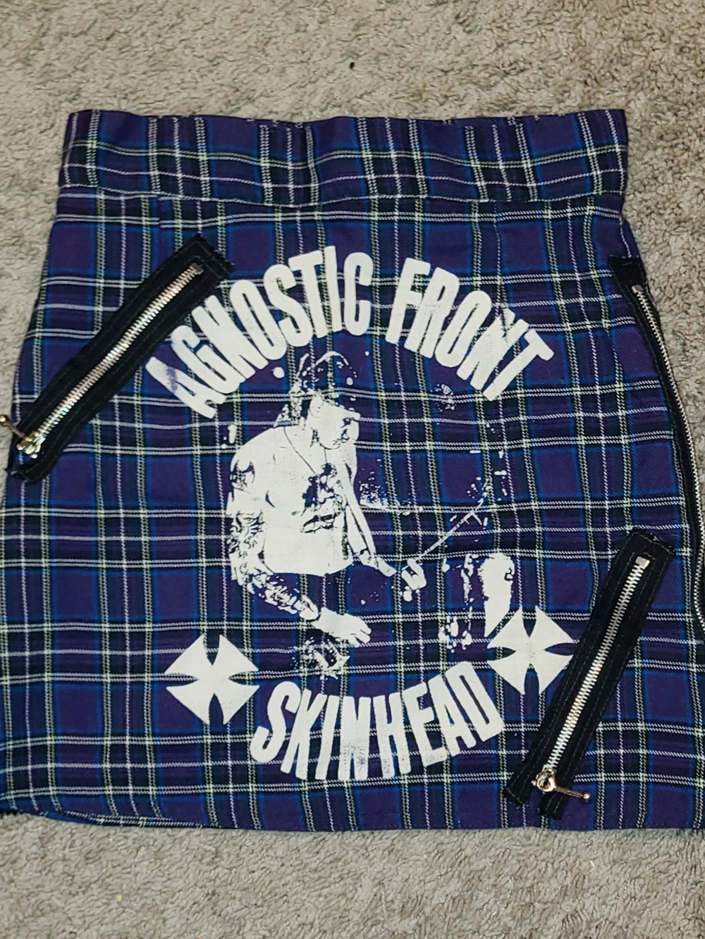 I SCHWARTZ Agnostic Front Plaid Graphic Mini Skirt